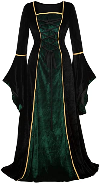 frawirshau Renaissance Costume Women Medieval Dress Velvet Queen Dresses