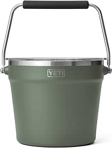 YETI Rambler Beverage Bucket, Double-Wall Vacuum Insulated Ice Bucket with Lid, Camp Green