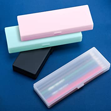 4 Pieces Plastic Pencil Case Plastic Stationery Case with Hinged Lid and Snap Closure for Pencils, Pens, Drill Bits, Office Supplies (Multicolored)