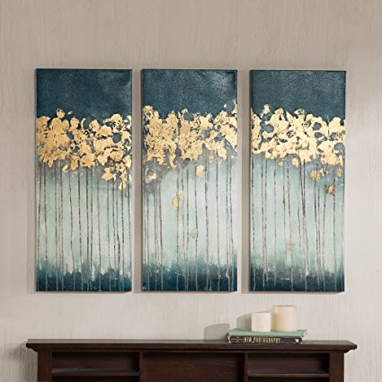 Midnight Forest Gel Coat Canvas with Gold Foil Embellishment Teal See below