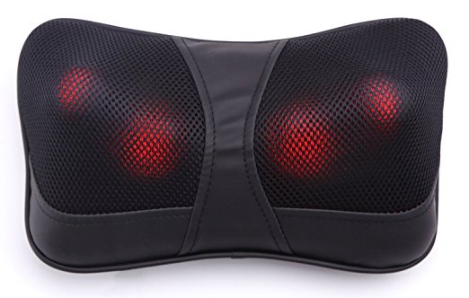 Raking® Shiatsu Deep Kneading Massage Pillow with Heat / Massage, Relax, Sooth and Relieve Neck, Shoulder and Back Pain (Black)