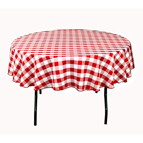 LinenTablecloth 70-Inch Round Polyester Tablecloth Red & White Checker