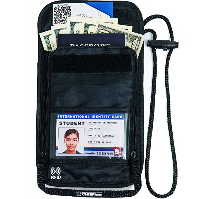 Travel Wallet Passport Holder Neck Pouch Anti-Theft RFID Blocking