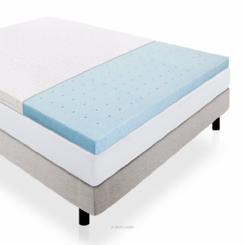 LUCID 2.5 Inch Gel Infused Ventilated Memory Foam Mattress Topper with Removable Bamboo Cover 3-Year Warranty - King Size