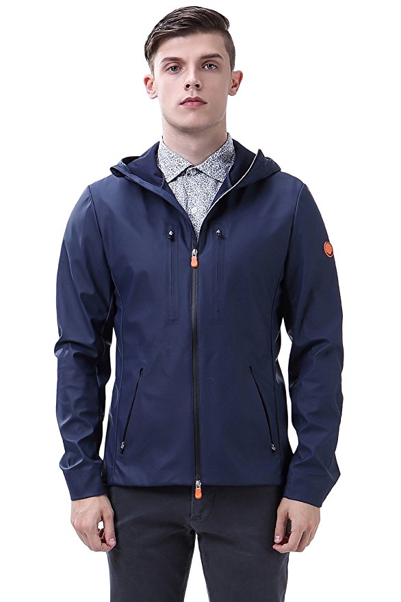 Men’s Hooded Breathable Front-Zip Rain Jacket Waterproof Windbreaker Outdoor Rain Coat Lightweight Trenchcoat for men Long/Short Classic Style
