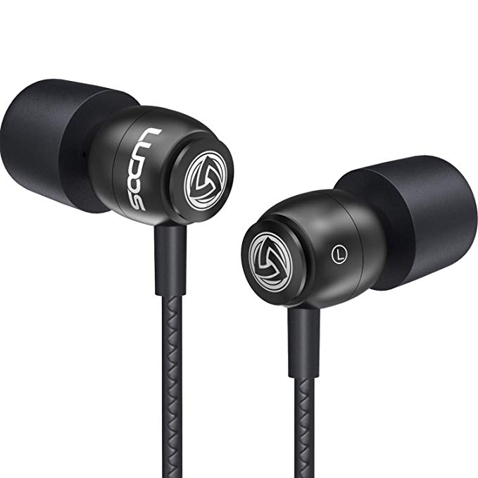 LUDOS CLAMOR Earphones In-Ear Headphones with High Quality Audio, New Generation Memory Foam, Reinforced Cable, Microphone, Bass, Volume Control for Samsung, iPhone, Huawei, LG, and Smartphone