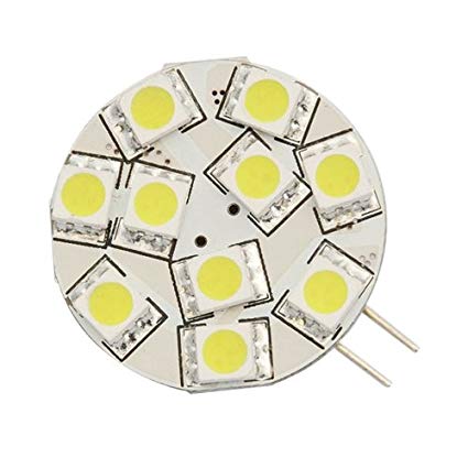 Ledwholesalers (Package of 6 Bulbs) Disc Type G4 Base Side Pin 10 SMD Led, 10 Watt Halogen 140 Lumen Bulb Replacement for Rv Camper Trailer Boat Marine Warm White by Ledwholesalers, 1109ww