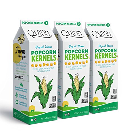 Quinn Snacks - Pop at Home Popcorn Kernels - All Kernels are Non-GMO and Crazy Delicious - Proudly Grown in the USA on Family Farms (3 Pack)