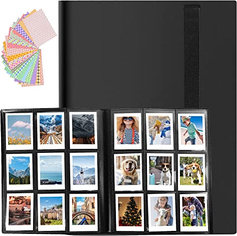 432 Pockets Mini Film Album, Photo Album and 20 Sheets Colorful Instant Photo Sticker for Fujifilm Instax Mini Film (54(W) x 86(H)mm) / Polaroid Zink HP Sprocket Photo Paper (2 X 3"/50x 76mm)(Black)