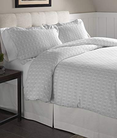 Pointehaven Flannel Oversized Duvet Set, King, Fair Isle