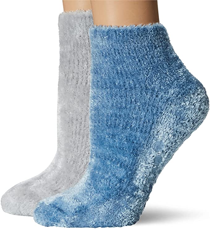 Dr. Scholl's Women's 2 Pair Pack Ultra Soft Spa Socks With Grippers - Vitamin E & Lavender Infused