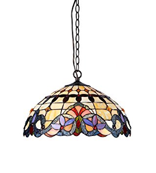 Chloe Lighting Chloe Lighting Cooper 2-Light Ceiling Chrome Tiffany Style Victorian Pendent Fixture with 18 in. Shade