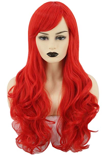 Womens Wig Red Curly Long Cosplay Halloween Costumes Wigs Hair Synthetic Fiber