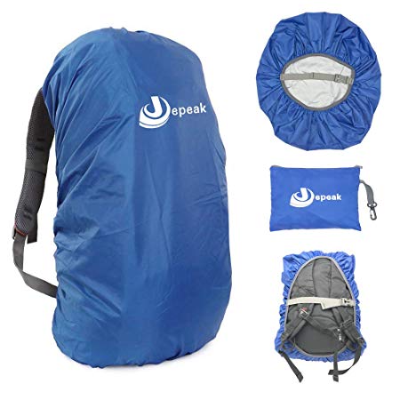 Jepeak Waterproof Backpack Rain Cover, 25L-45L Daypack Rainproof Dustproof Protector Raincover (Elastic Adjustable) for Hiking Camping Traveling Climbing Cycling