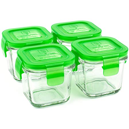 Wean Green Wean Cubes 4oz/120ml Baby Food Glass Containers - Pea (Set of 4)