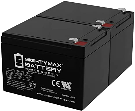 ML12-12 - 12 Volt 12 AH SLA Battery F2 Terminal - Pack of 2