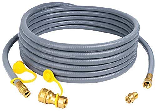 X Home 24 Feet 1/2 inch ID Natural Gas Hose, Propane Gas Grill Quick Connect/Disconnect Hose Assembly with 3/8 inch Female Flare by 1/2 inch Male Flare Adapter for NG/LPG Appliance