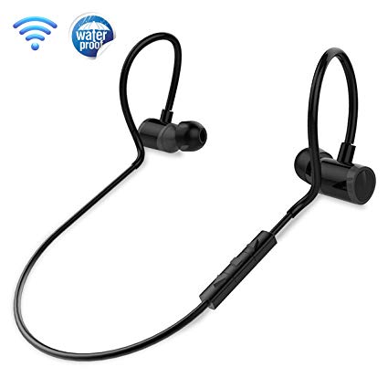 in Ear Wireless Bluetooth Headphones - Waterproof Black Cordless Sports Earbuds Headset Earphones, Ear Buds Wireless Headphones w/Microphone for Audio Video Running Gym Workout Gaming - Pyle PSWPHP43