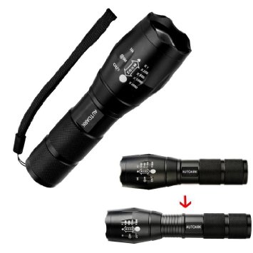 Autoark AF-003N 900 Lumen Handheld Flashlight LED Cree XML T6 Water Resistant Camping Torch Adjustable Focus Zoom Tactical Light Lamp for Outdoor Sports