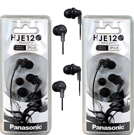 Panasonic RPHJE120 In-Ear Headphone, (2 PACK, Black)