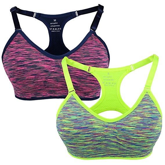 Yolev 2 Pack Sports Bra Seamless Workout and Gym Yoga Padded Sport Bra