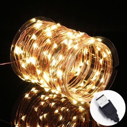 Innotree USB LED Fairy Starry String Lights Warm White, Waterproof Decorative Rope Lights for Indoor Outdoor Bedroom Patio Garden Party Wedding Commercial Lighting [33Ft Copper Wire, 100 LED Bulbs]