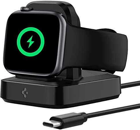 Spigen ArcField Wireless charger stand for apple watch MFi Certified Built in Apple Watch Charger USB C Cable Compatible with Apple Watch 44mm 40mm Series 6 SE 5 4 and 42mm 38mm Series 3 2 1