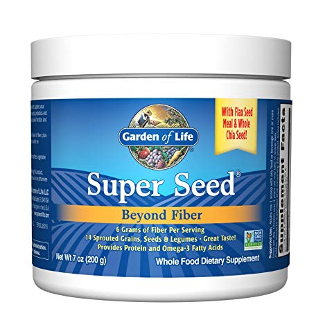 Garden of Life Super Seed - Vegetarian Whole Food Fiber Supplement with Protein and Omega 3, 7oz (200g) Powder