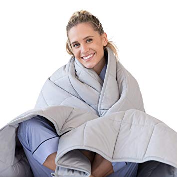 Luna Weighted Blanket (20 lbs, 60" x 80", Queen, Light Grey) | Great for Sleep Therapy, Stress, Anxiety, ADHD, Autism, Insomnia | 100% Organic Breathable Cotton | Gravity Blanket 2.0