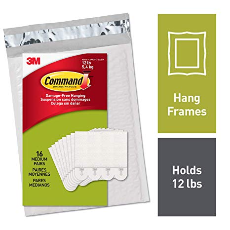 Command Picture Hanging Strips, Medium, White, 16-Pairs (PH204-16ES) - Easy to Open Packaging