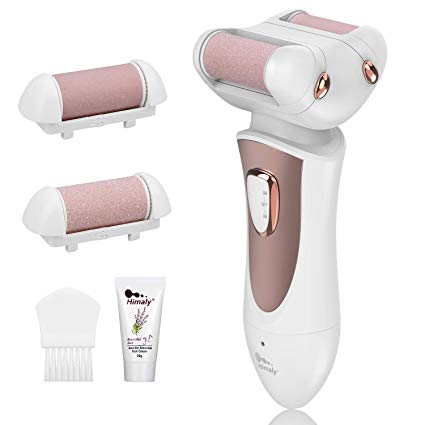 Himaly Electric Callus Remover Rechargeable Electronic Pedicure Foot File Professional Pedi Foot Care Tool with Double Rollers to Remove Dry, Dead, Hard, Cracked Skin & Calluses