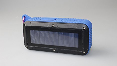(2016 New Version) Nunet Solar/Battery Powered 2x3W Bluetooth Speaker IPX4 Splashproof Portable Wireless MP3 Player With Built-in Micphone, FM Radio/MicroSD Card - Blue