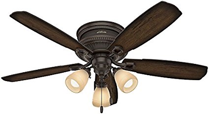 Hunter 53356 Traditional Ambrose Onyx Bengal Ceiling Fan With Light, 52"