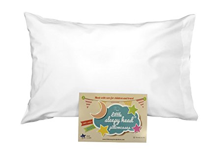Toddler Pillowcase - Made for Little Sleepy Head Toddler Pillow 13 X 18 - 100% Cotton - Naturally Hypoallergenic - Made in USA! (White Standard)