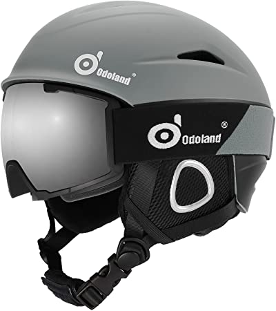 Odoland Ski Helmet, Snowboard Helmet with Ski Goggles, Shockproof, Windproof, Safety Snow Sports Helmet and Protective Glasses for Men Women