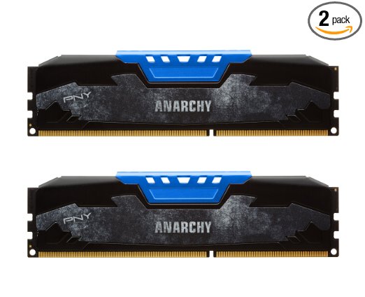 PNY Anarchy 16GB Kit (2x8GB) DDR3 1866MHz (PC3-14900) CL10 Desktop Memory (BLUE) - MD16GK2D3186610AB