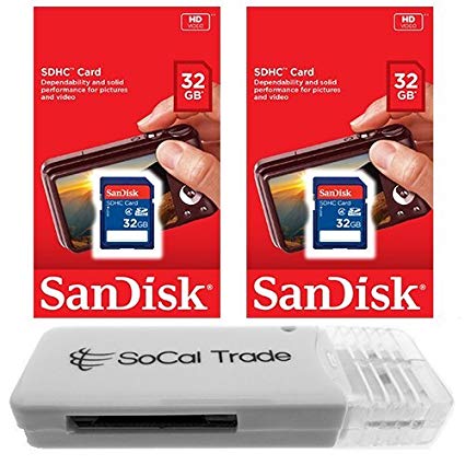 2 PACK - SanDisk 32GB SD HC Class 4 Secure Digital High Speed SDHC Flash Memory Card SDSDB-032G 32G 32 GB GIGS (S.B32.RTx2.562) LOT OF 2 - Retail Packaging