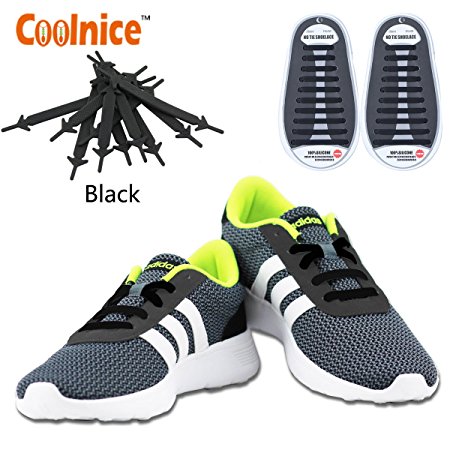 Coolnice No Tie Shoe Laces for Kids Men and Women - Waterproof Silicone Flat Elastic Athletic Running Shoelaces with Multicolor for Sneaker Boots Board and Casual Shoes