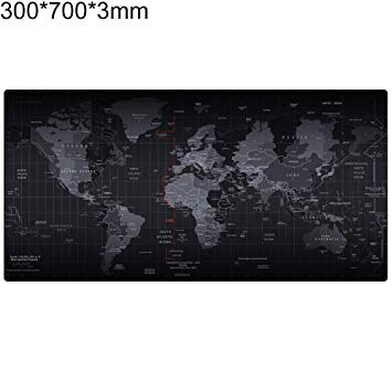 haixclvyE Gaming Mouse Pad Large,World Map Printed 3mm Rubber Base Anti-Slip Keyboard Mouse Pad Table Mat 300mm x 900mm x 3mm