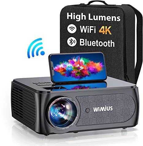 WiMiUS Top K8 5G WiFi Bluetooth Projector, Full HD Native 1080P Projector Support 4K, 4P-Keystone Correction 50% Zoom 300” Screen Compatible with Smartphone (Wirelessly)/PC/Bluetooth Speakers/TV Stick/PS4/PS5/PPT, Carrying Bag Included