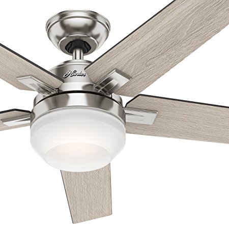Hunter 54" Brushed Nickel Contemporary Ceiling Fan with Cased White LED Light Kit and Remote Control (Certified Refurbished)