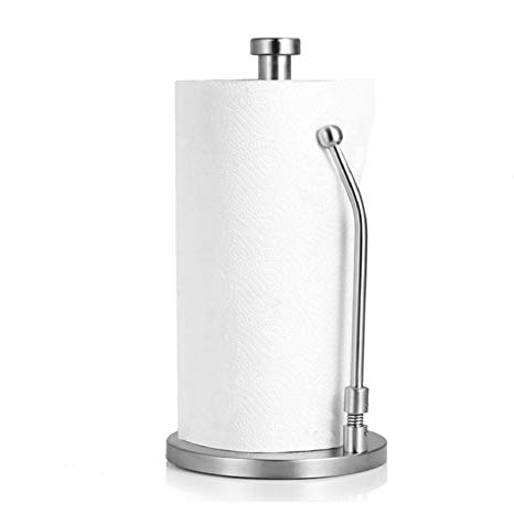 Standing Paper Towel Holder Stainless Steel, Sturdy and Recyclable Kitchen Tissue Holder Countertop for Kitchen & Bathroo，Anti-Slip, Simply Tear Roll Contemporary Paper Towel Holder Napkin Towel hold