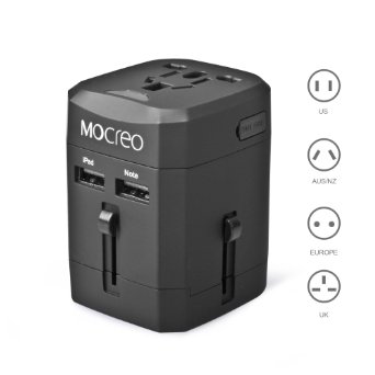 MOCREOreg Universal World Wide All-in-one Safety Travel Charger Wall Charger Adapter Plug Built-in 21A Dual USB Ports - Safety fuse Protection Black