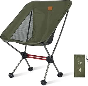 Naturehike YL08 Ultralight Camping Chair, 2.12 LBS Portable Backpacking Chair with Storage Bag & Anti-Sinking Feet, Lightweight Compact Collapsible Camp Chair (New Carry Bag)