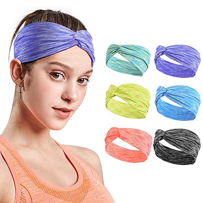 Headbands For Women, Yoga Running Sports Cotton Headbands Tie Dye Elastic Non Slip Sweat Headbands Workout Fashion Hair Bands boho headbands for Girls