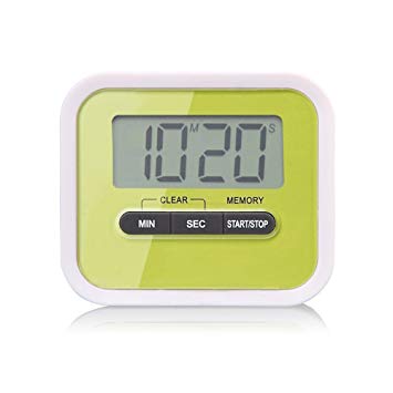WESTONETEK Digital LCD Kitchen Timer, Count UP Down Countdown Timer with Magnetic Clip and Stand for Cooking, Study, Homework, Facial Mask, Sport Exercise, Max to 99 Minutes 59 Seconds, Green