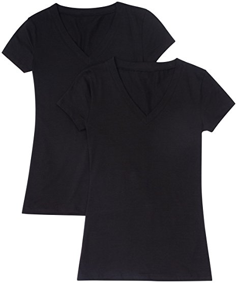 Active Women's Plain Short Sleeve T-Shirt V-Neck Cotton Spandex Top Tee Shirt
