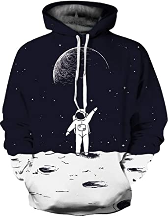 FLYCHEN Men's Digital Print Sweatshirts Hooded Top Galaxy Pattern Hoodie