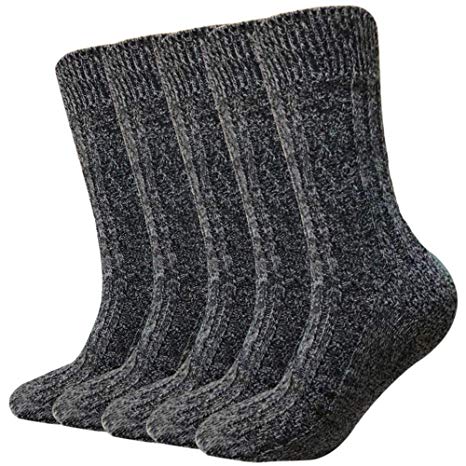 Wool Socks For Women Men 5 Pack-Winter Soft Thick Warm Hiker Boot Crew Socks