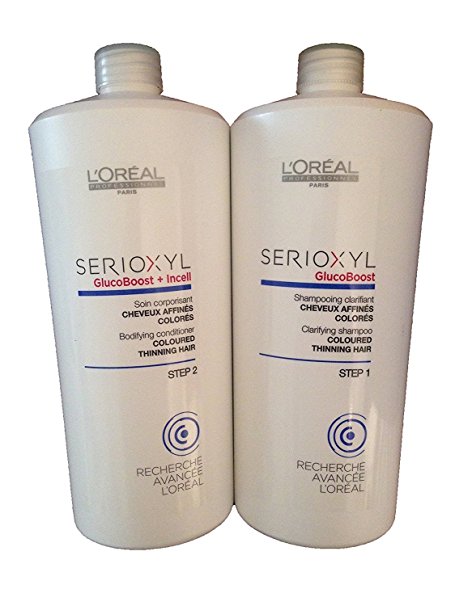 Loreal SERIOXYL Hair Loss System Thickening Shampoo and Conditioner For Coloured Hair Salon Size 1000ml Duo Pack (Coloured Hair)